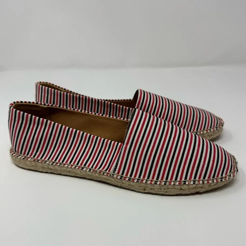 J. Crew NWOB Women's Striped Canvas Espadrille Slip On Flats size 8.5